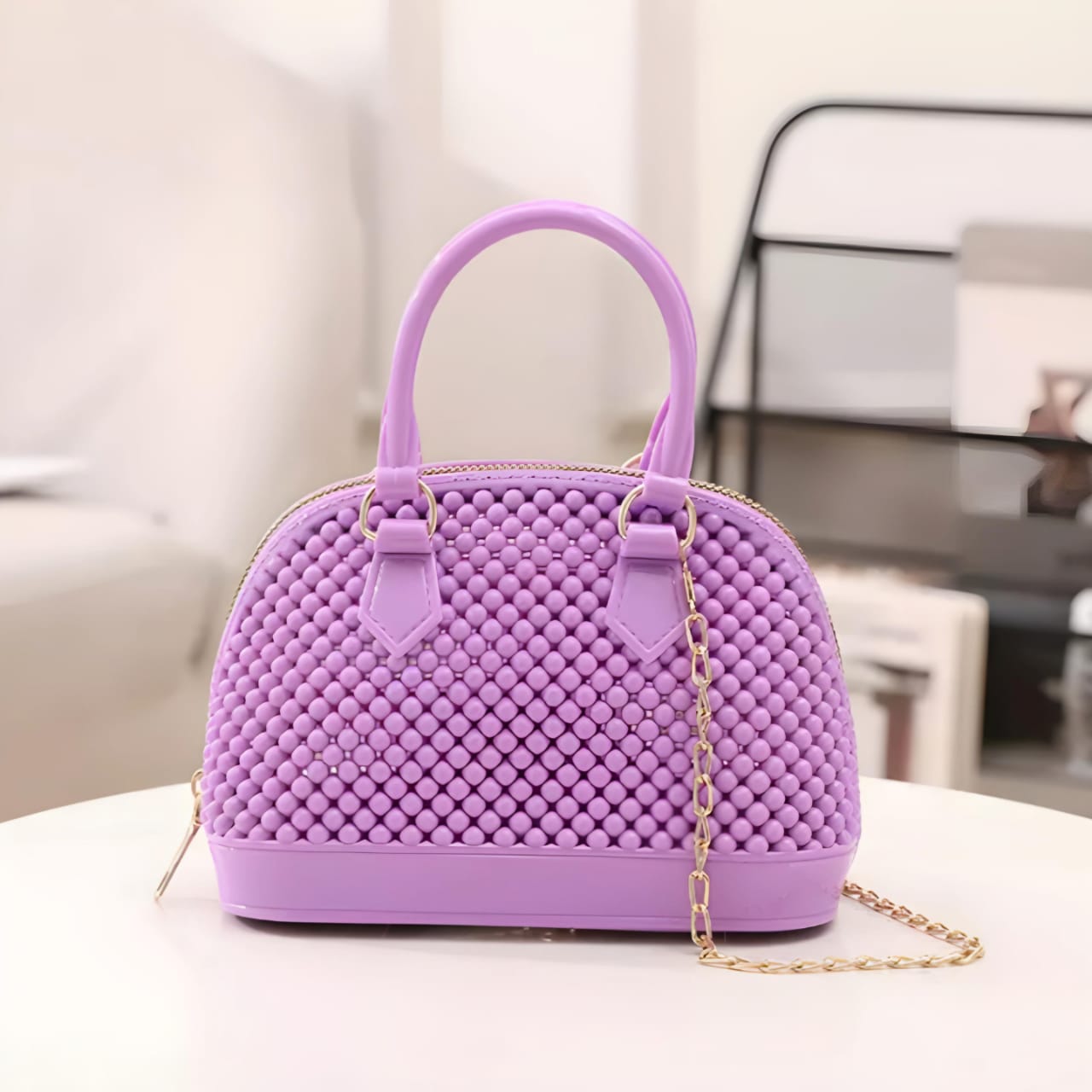 Jelly Fiber Beaded Fashion Bag