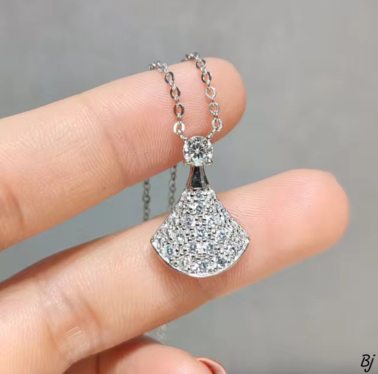 Silver Zircon Diamond Pendant Necklace