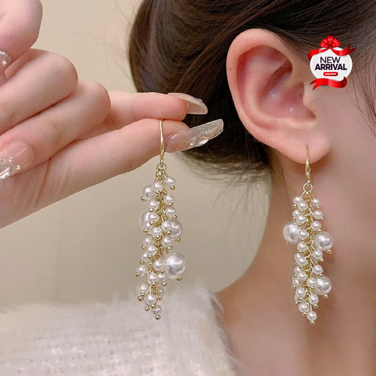 Hanging Pearl Stud Earrings – Timeless Elegance