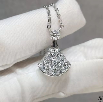 Silver Zircon Diamond Pendant Necklace