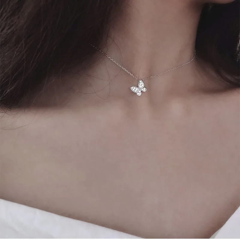 Elegant Butterfly Zircon Necklace – Sparkle with Every Move