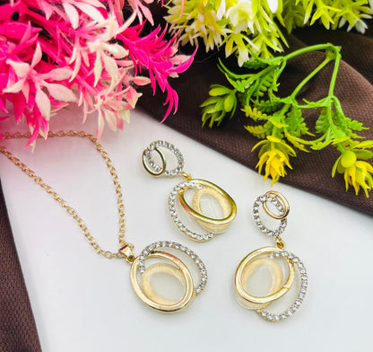 Elegant Zircon Locket & Earring Set