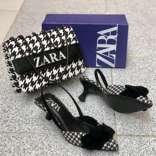 ZARA Bow Heel and Crossbody Bag Combo - Elegant and Stylish Accessories Set 2024