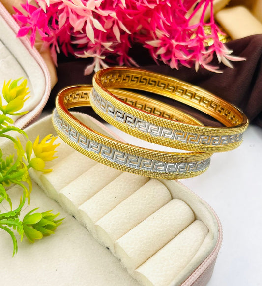 Fancy Beautiful Gold-Plated Fendi Design Bangles for Her – Elegant and Stylish Jewelry