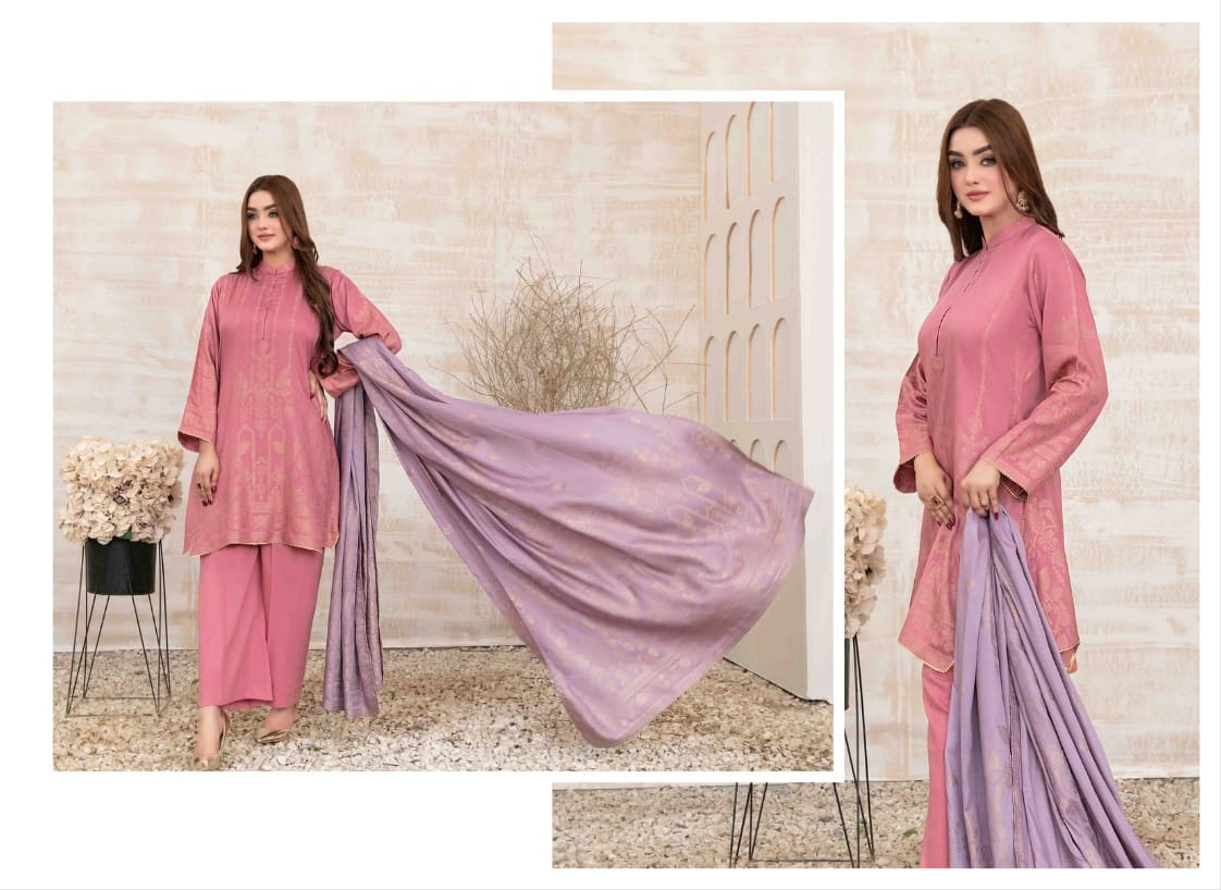 UMNIA Zari Broshia Banarsi 3pc Unstitched Collection 2024 – Broshia Jacquard Cottel Linen Shirt, Banarsi Dupatta & Dyed Linen Shalwar