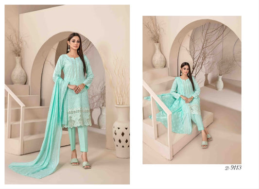 Banah Printed & Embroidered Lawn Collection 2024 – 3 Piece Unstitched Lawn Suit with Embroidered Shirt, Printed Dupatta, & Shalwar