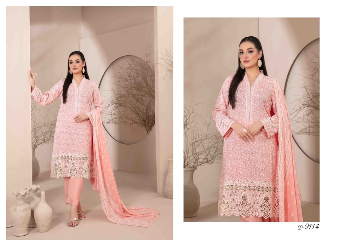 Banah Printed & Embroidered Lawn Collection 2024 – 3 Piece Unstitched Lawn Suit with Embroidered Shirt, Printed Dupatta, & Shalwar