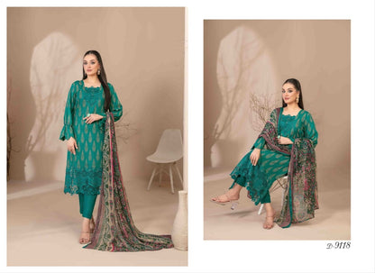 Banah Printed & Embroidered Lawn Collection 2024 – 3 Piece Unstitched Lawn Suit with Embroidered Shirt, Printed Dupatta, & Shalwar