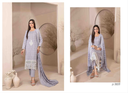 Banah Printed & Embroidered Lawn Collection 2024 – 3 Piece Unstitched Lawn Suit with Embroidered Shirt, Printed Dupatta, & Shalwar