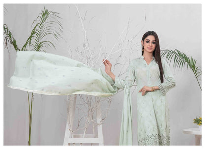 Banah Printed & Embroidered Lawn Collection 2024 – 3 Piece Unstitched Lawn Suit with Embroidered Shirt, Printed Dupatta, & Shalwar