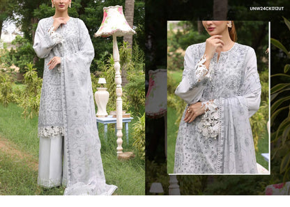 Flat 20% Discount Sale – Chikankari Vol-II by Salitex® 3pcs Dyed Embroidered Cambric Collection 2024 – Embroidered Cambric Shirt, Trousers & Chiffon Dupatta