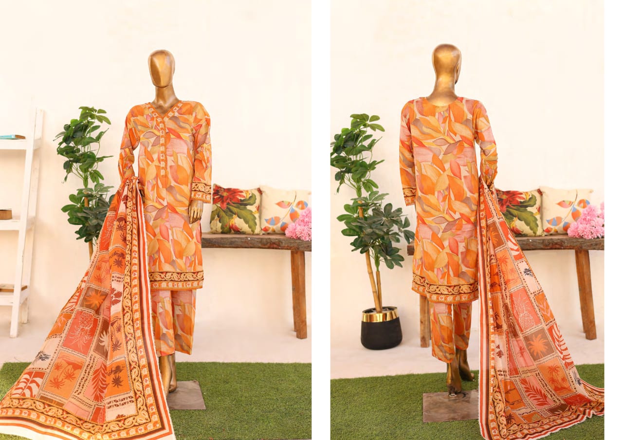 Identic Separates Cambric Vol-1, 2024 – Luxury Digital Printed 3-Piece Collection by Norah Textile – Includes Shirt, Lawn Dupatta & Cambric Trousers