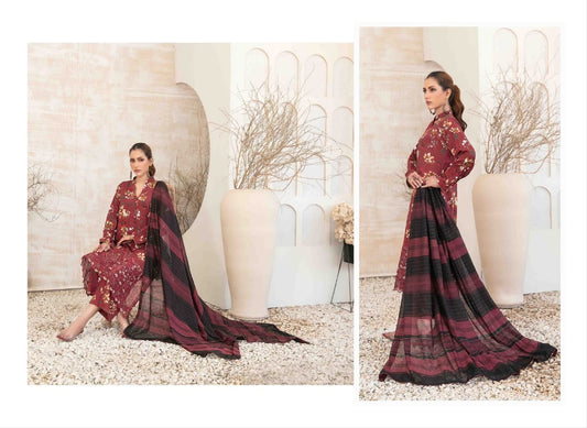 2024 Winter Collection Alert – New Embroidered Digital Printed Staple Shirt & Fancy Banarsi Dupatta Collection by Marnina – Unstitched Designs with Dupatta & Shalwar Fabric