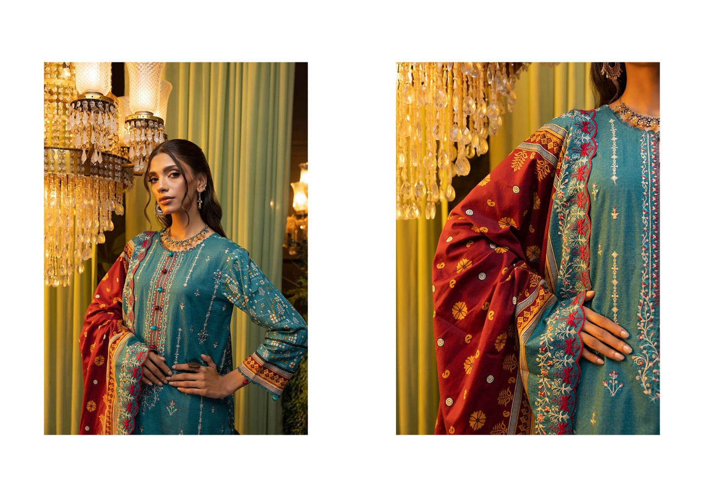 SALINA Khaddar Embroidered Shirt with Cutwork Lawn Dupatta Vol-1, 2024 by Regalia Textile