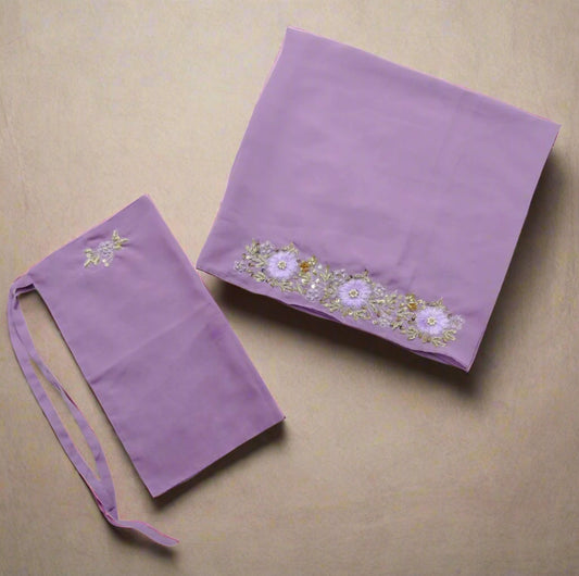 2-Piece Chiffon Scarf & Niqab Set – Lightweight, Comfortable, Available in White, Yellow & Purple