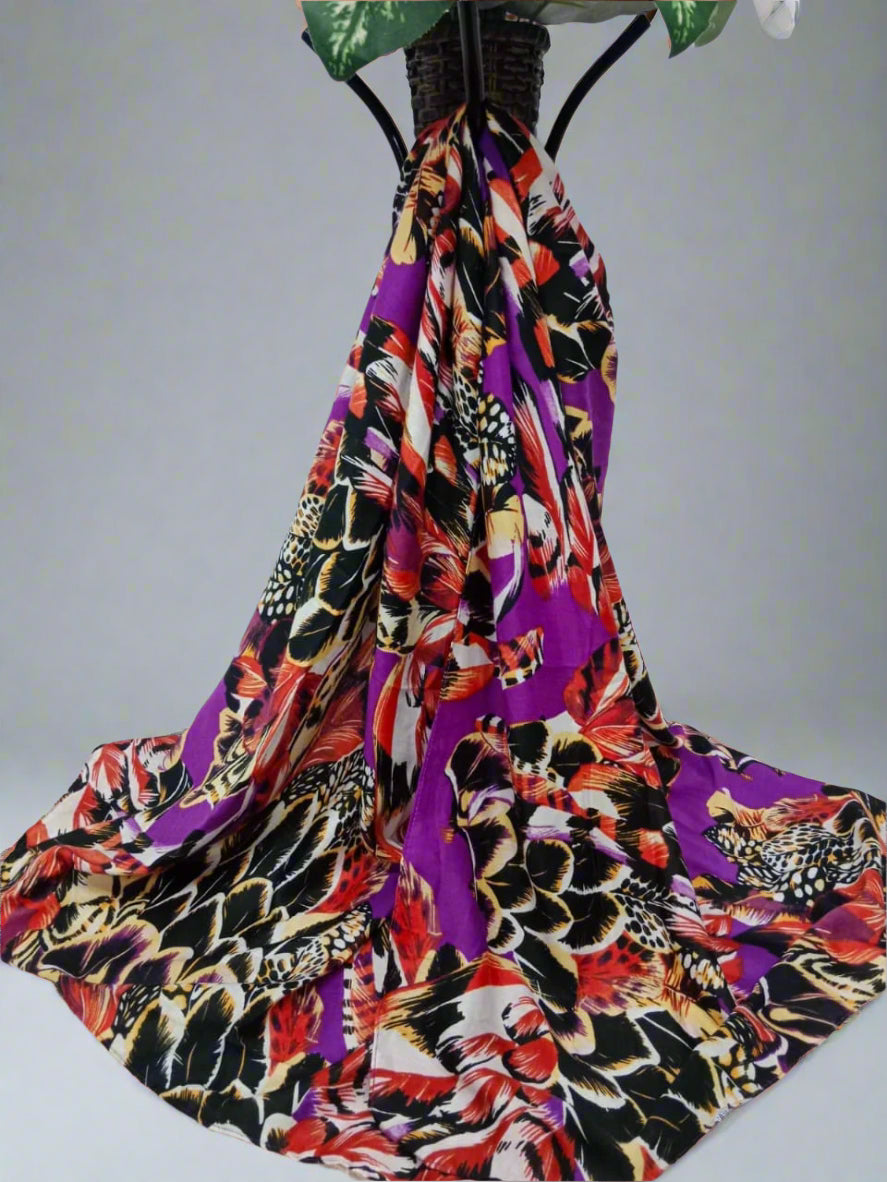 Printed Cotton Lawn Scarf with Free 30 Crystal Diamond Pins – Inspired by Fendi, Christian Dior, Louis Vuitton & More