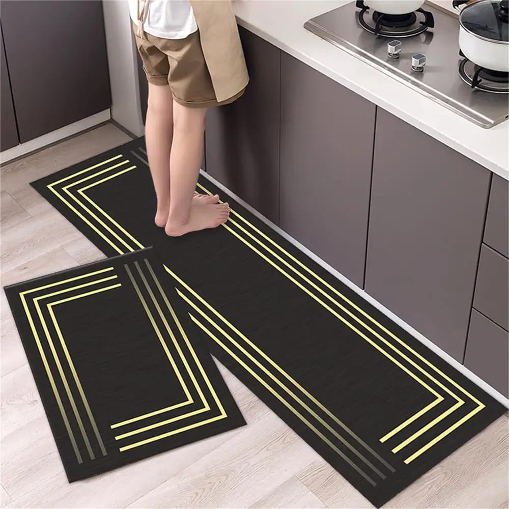 2-Piece Mat & Runner Set – 38x58 cm Mat & 38x117 cm Runner | Premium Napa Leather Fabric & Anti-Slip Rubber Base | High-Quality 3mm Thickness, 1300g Weight