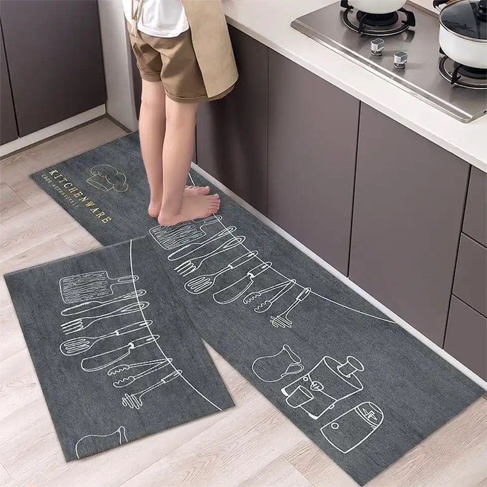 2-Piece Mat & Runner Set – 38x58 cm Mat & 38x117 cm Runner | Premium Napa Leather Fabric & Anti-Slip Rubber Base | High-Quality 3mm Thickness, 1300g Weight