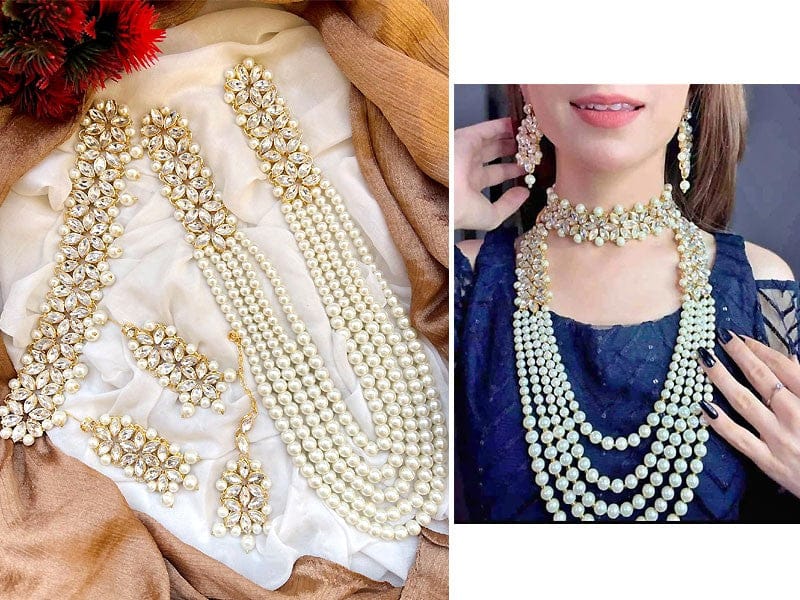 Mirror Pearls Choker Mala Set - Radiant Reflection