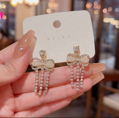 Luxury Rhinestone Bow Earrings – Shine with Elegance