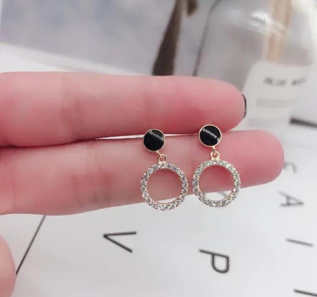 Diamond Hollow Black Studs