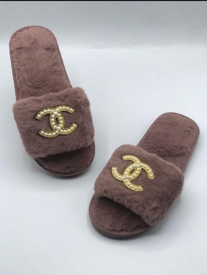 Women's Chanel Fur Slides – Luxury Comfortable Slides, Soft Cushioned Footbed, Elegant Fashion Footwear