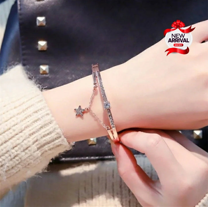 New Luxury Classic Rhinestone Hanging Star Bracelet